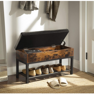 Rustic Storage Bench Ottoman Shoe Seat - Image 2