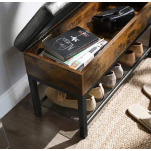 Rustic Storage Bench Ottoman Shoe Seat - Image 4