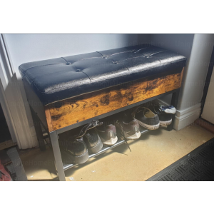 Rustic Storage Bench Ottoman Shoe Seat - Image 3