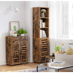 Tall Rustic Cabinet Vintage Industrial Style Storage Bathroom Display Cupboard - Image 3