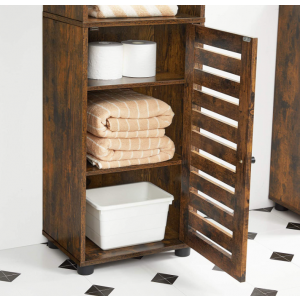 Tall Rustic Cabinet Vintage Industrial Style Storage Bathroom Display Cupboard - Image 4