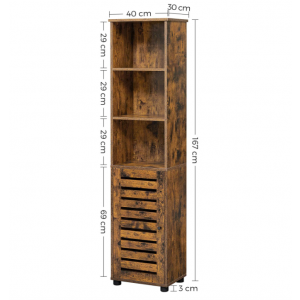Tall Rustic Cabinet Vintage Industrial Style Storage Bathroom Display Cupboard - Image 6