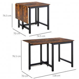 Drop Leaf Dining Table Industrial Breakfast Kitchen Small Rustic Metal Folding - Image 5