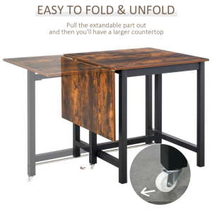 Drop Leaf Dining Table Industrial Breakfast Kitchen Small Rustic Metal Folding - Image 4
