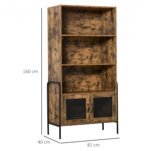 Tall Industrial Bookcase Rustic Metal Display Cabinet Vintage Shelving Unit - Image 4