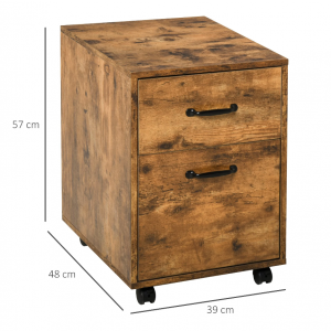 Industrial Filing Cabinet Vintage Chest Drawers Rustic Wheels Office Furniture - Image 5