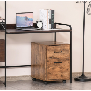 Industrial Filing Cabinet Vintage Chest Drawers Rustic Wheels Office Furniture - Image 4