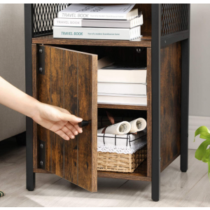 Industrial Bedside Table Rustic Side End Cupboard - Image 4