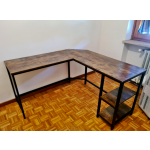 Industrial Computer Desk Vintage Retro Workstation Corner Gaming Office PC Table