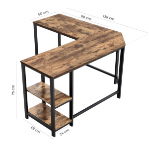 Industrial Computer Desk Vintage Retro Workstation Corner Gaming Office PC Table - Image 5