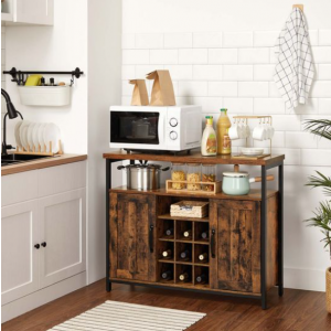 Industrial Storage Sideboard Vintage Wine Cabinet Rustic Metal Console Table - Image 3