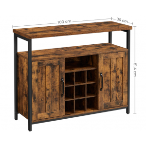 Industrial Storage Sideboard Vintage Wine Cabinet Rustic Metal Console Table - Image 6
