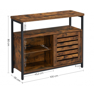Industrial Storage Cupboard Rustic Metal Sideboard Vintage Display Side Cabinet - Image 5