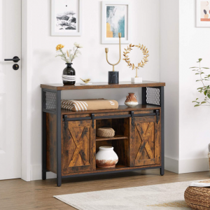 Industrial Storage Sideboard Large Rustic Cabinet Vintage Metal Console Table - Image 3