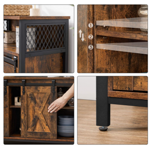 Industrial Storage Sideboard Large Rustic Cabinet Vintage Metal Console Table - Image 5