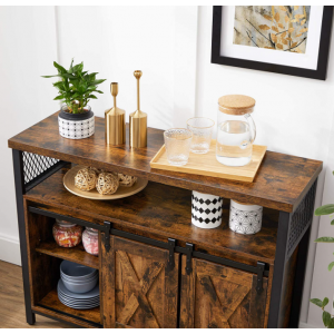 Industrial Storage Sideboard Large Rustic Cabinet Vintage Metal Console Table - Image 4