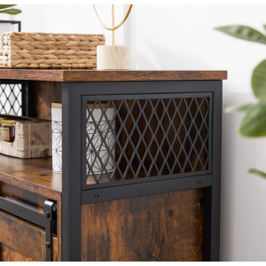 Industrial Side Cabinet Small Rustic Storage Sideboard Vintage Console Table Cupboard - Image 5