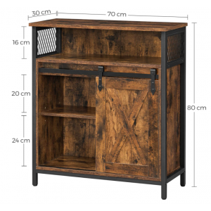 Industrial Side Cabinet Small Rustic Storage Sideboard Vintage Console Table Cupboard - Image 6