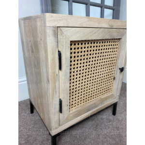 Rattan Bedside Table Rustic Side Cabinet Plant Lamp Stand Vintage Storage Unit - Image 3