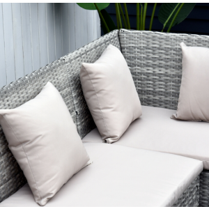 Grey Rattan Garden Furniture Patio Dining Glass Table Large Corner Sofa Seat Set - Image 7