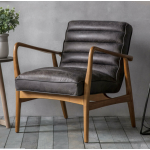 Vintage Leather Armchair Mid Century Style Seat Accent Industrial Sofa Chair