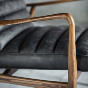 Vintage Leather Armchair Mid Century Style Seat Accent Industrial Sofa Chair - Image 4
