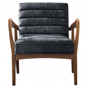 Vintage Leather Armchair Mid Century Style Seat Accent Industrial Sofa Chair - Image 6