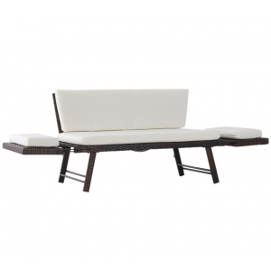 Rattan Garden Sofa Bed Outdoor Patio Furniture Cushion 2 Seater Folding Bench - Image 5