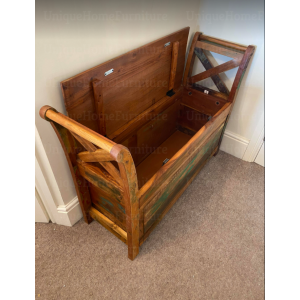 Rustic Storage Bench Monks Hall Window Seat - Image 2