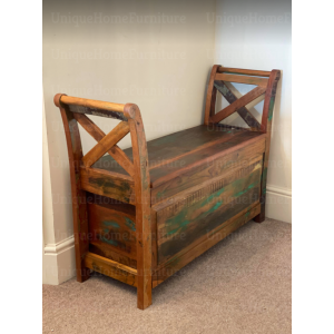 Rustic Storage Bench Monks Hall Window Seat - Image 3