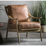 Vintage Danish Armchair Mid Century Leather Seat