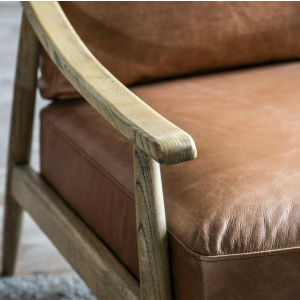 Vintage Danish Armchair Mid Century Leather Seat - Image 3