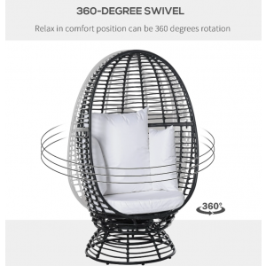 Rattan Egg Chair Retro Metal Garden Sofa Patio Lounge Swivel Padded Cushion Seat - Image 6
