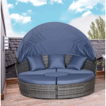 Large Rattan Sofa Set Garden Patio Furniture Wicker Round Table Day Bed Canopy