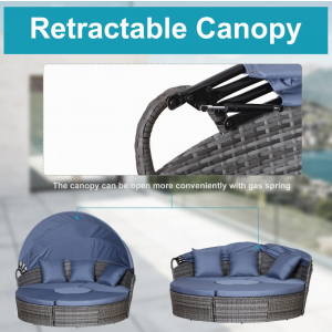 Large Rattan Sofa Set Garden Patio Furniture Wicker Round Table Day Bed Canopy - Image 4