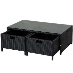 Rattan Corner Sofa Set Black Garden Patio Furniture Lounge Couch Table Storage Box - Image 3