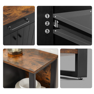 Industrial Storage Sideboard Rustic Metal Slim Console Table Vintage Narrow Cabinet - Image 4