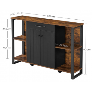 Industrial Storage Sideboard Rustic Metal Slim Console Table Vintage Narrow Cabinet - Image 5