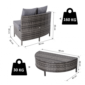 Large Rattan Sofa Set Patio Garden Furniture Round Wicker Lounge Couch Table - Image 3