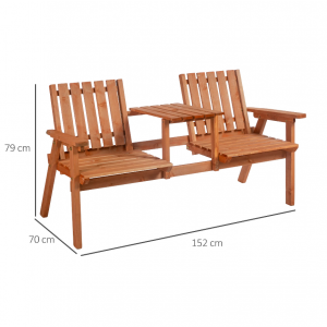 Rustic Garden Bench Companion Love Seat 2 Seater Wooden Patio Chairs Table Set - Image 5