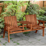 Rustic Garden Bench Companion Love Seat 2 Seater Wooden Patio Chairs Table Set