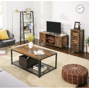 Industrial Style TV Stand Vintage Media Cabinet Rustic Metal Unit Retro Storage - Image 3