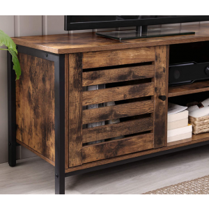 Small TV Stand Industrial Rustic Metal Media Cabinet Vintage Retro Style Shelf Unit - Image 5