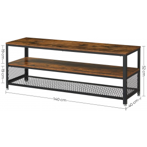 Industrial TV Stand Rustic Storage Shelf Vintage Metal Media Cabinet Wood Unit - Image 4