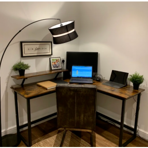 Corner Computer Desk Large Executive Workstation Industrial Rustic Gaming Table - Image 4