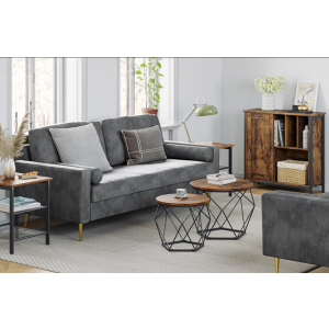 Industrial Coffee Table Vintage Round Nest Tables Set 2 Rustic Metal Side End - Image 4