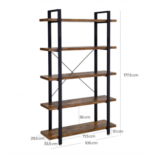 Tall Industrial Bookcase Large Rustic Metal Shelving Unit Vintage Retro Display Cabinet - Image 4