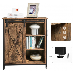 Rustic Metal Cupboard Vintage Industrial Storage Side Cabinet Sliding Door - Image 6