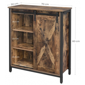 Rustic Metal Cupboard Vintage Industrial Storage Side Cabinet Sliding Door - Image 7