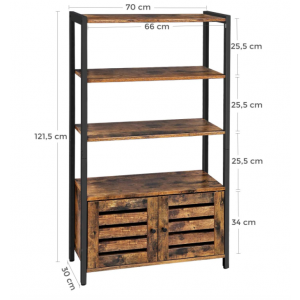 Industrial Storage Bookcase Rustic Metal Side Cabinet Tall Vintage Shelving Unit - Image 5